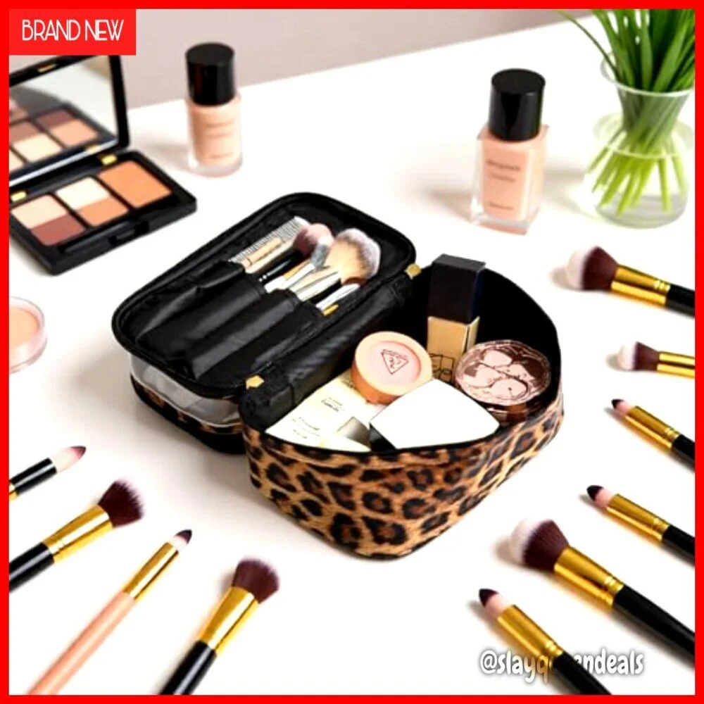 Large Double Layer Waterproof Cosmetic Bag Travel Makeup Case Foldable